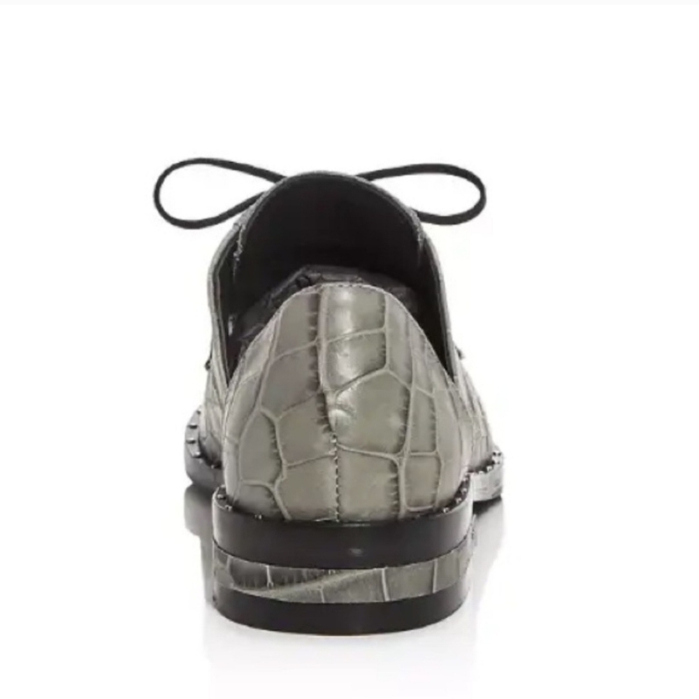 Freda Salvador Wit Crocodile Croc Embossed D' Orsay Oxford Flats 7 Edgy Punk - Picture 4 of 9